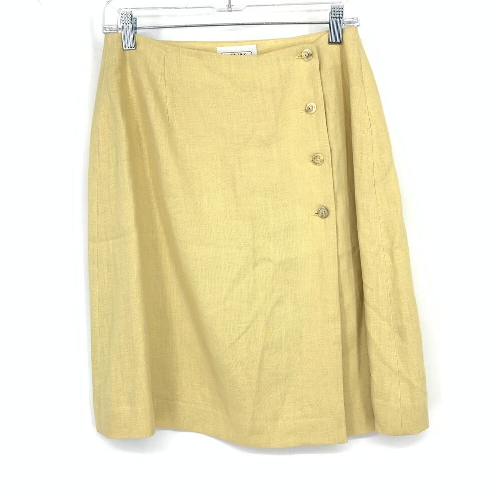 Vintage 90s Wrap Skirt Womens Size 28" 6 Light Tan 100% Linen